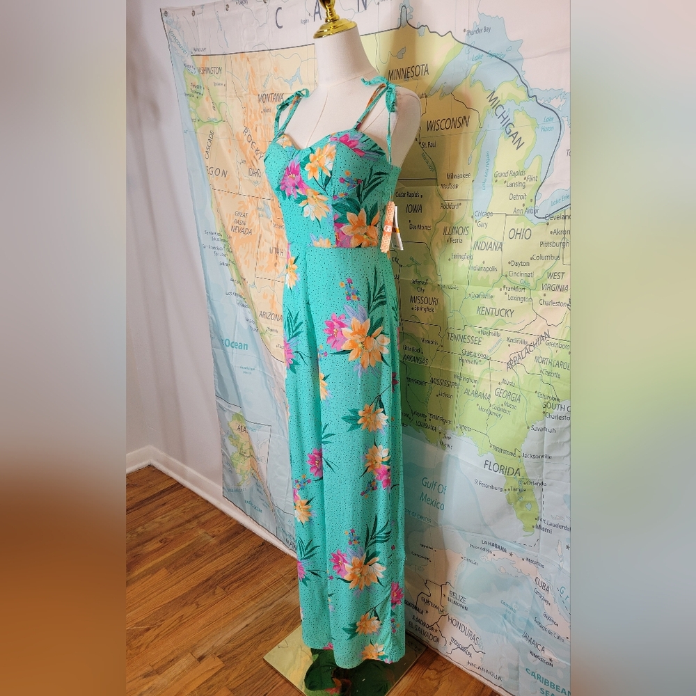 NWT Adorable Gianni Bini Long Pant Jumpsuit Beautiful Summer Colors Size S - Picture 3 of 16